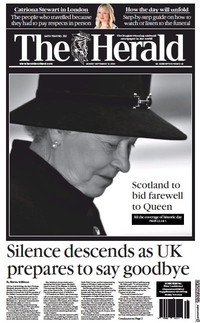 The Herald Newspaper Front Page (UK) for 20 September 2022