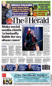 The Herald (UK) Newspaper Front Page for 22 January 2022