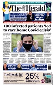 The Herald (UK) Newspaper Front Page for 22 April 2021
