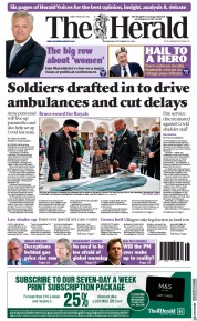 The Herald (UK) Newspaper Front Page for 22 September 2021