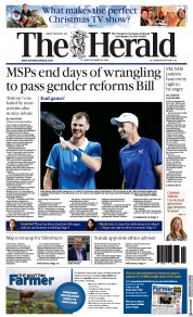 The Herald (UK) Newspaper Front Page for 23 December 2022
