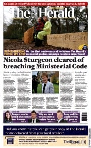 The Herald (UK) Newspaper Front Page for 24 March 2021