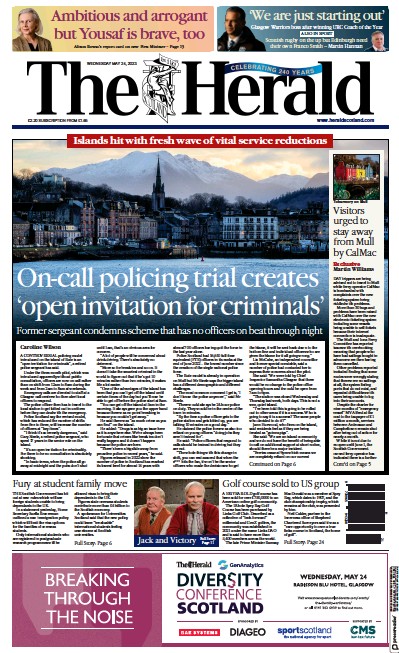 The Herald Newspaper Front Page (UK) for 24 May 2023