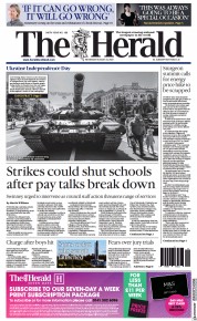 The Herald (UK) Newspaper Front Page for 24 August 2022