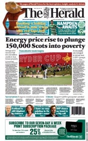 The Herald (UK) Newspaper Front Page for 24 September 2021