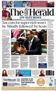 The Herald front page for 24 September 2022