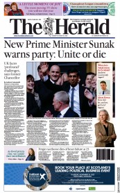 The Herald (UK) Newspaper Front Page for 25 October 2022