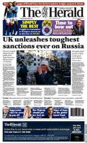 The Herald (UK) Newspaper Front Page for 25 February 2022