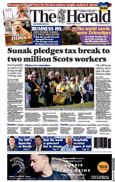 The Herald Newspaper Front Page (UK) for 25 March 2022