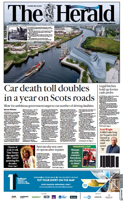 The Herald Newspaper Front Page (UK) for 25 May 2023