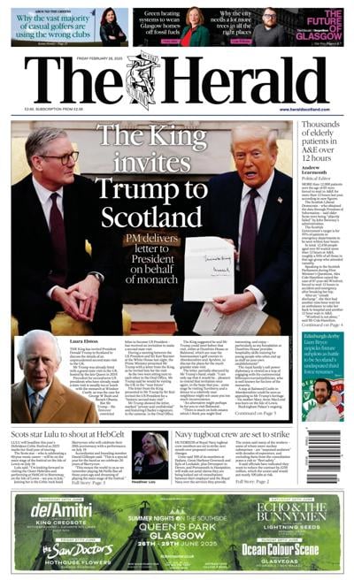 The Herald Newspaper Front Page (UK) for 28 February 2025