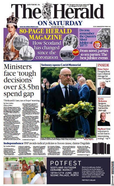 The Herald Newspaper Front Page (UK) for 28 May 2022