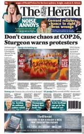 The Herald (UK) Newspaper Front Page for 29 October 2021