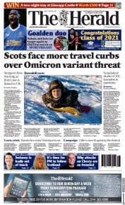 The Herald (UK) Newspaper Front Page for 29 November 2021