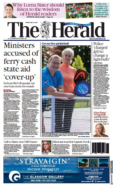 The Herald Newspaper Front Page (UK) for 29 May 2023