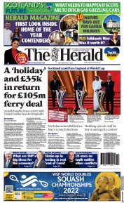 The Herald (UK) Newspaper Front Page for 2 April 2022