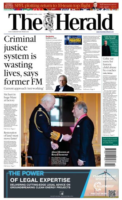 The Herald Newspaper Front Page (UK) for 2 April 2025