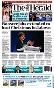 The Herald (UK) Newspaper Front Page for 30 November 2021