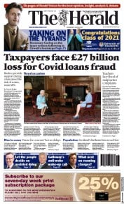 The Herald (UK) Newspaper Front Page for 30 June 2021