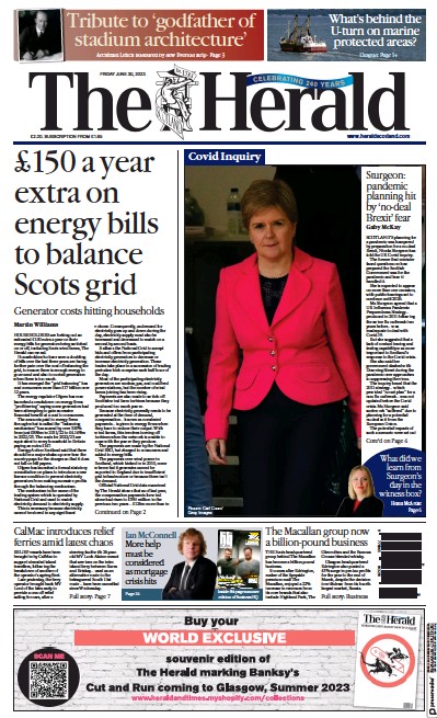 The Herald Newspaper Front Page (UK) for 30 June 2023