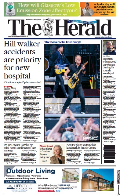 The Herald Newspaper Front Page (UK) for 31 May 2023