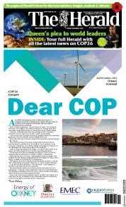 The Herald (UK) Newspaper Front Page for 3 November 2021