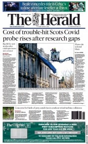 The Herald (UK) Newspaper Front Page for 3 January 2023