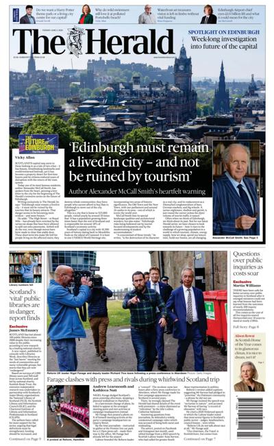 The Herald Newspaper Front Page (UK) for 3 June 2025