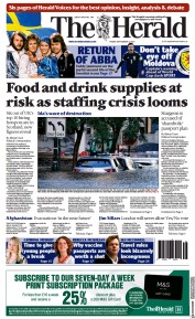 The Herald (UK) Newspaper Front Page for 3 September 2021