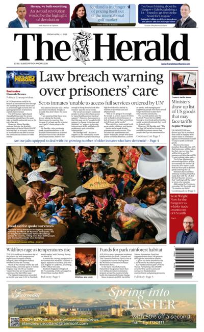 The Herald Newspaper Front Page (UK) for 4 April 2025