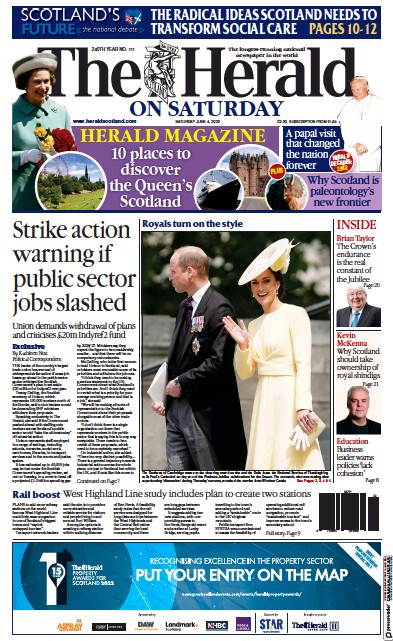 The Herald Newspaper Front Page (UK) for 4 June 2022