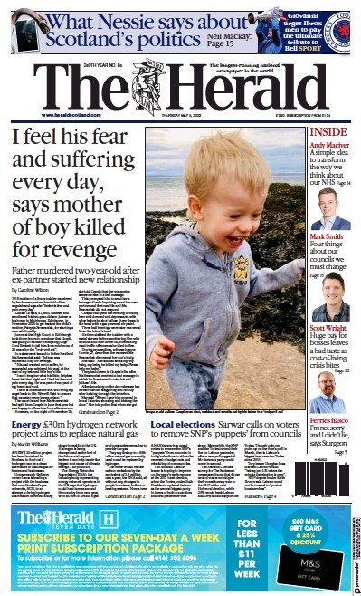 The Herald Newspaper Front Page (UK) for 5 May 2022