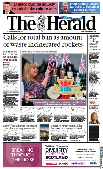 The Herald Newspaper Front Page (UK) for 5 May 2023