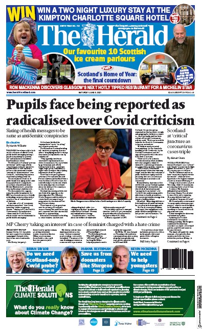 The Herald Newspaper Front Page (UK) for 5 June 2021