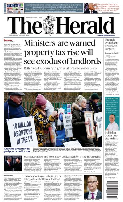 The Herald Newspaper Front Page (UK) for 6 March 2025