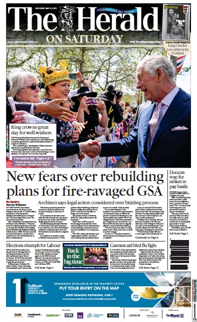The Herald Newspaper Front Page (UK) for 6 May 2023