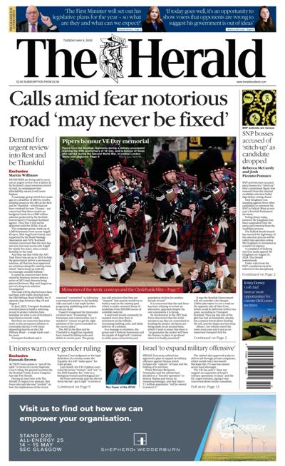 The Herald Newspaper Front Page (UK) for 6 May 2025