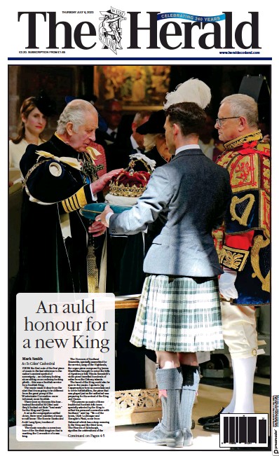 The Herald Newspaper Front Page (UK) for 6 July 2023