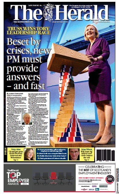 The Herald Newspaper Front Page (UK) for 6 September 2022