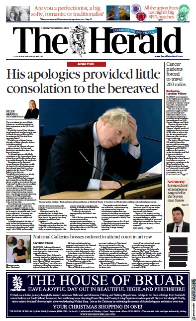 The Herald Newspaper Front Page (UK) for 7 December 2023