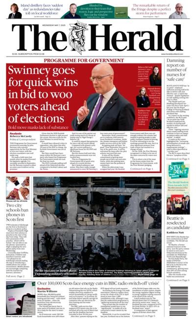 The Herald Newspaper Front Page (UK) for 7 May 2025