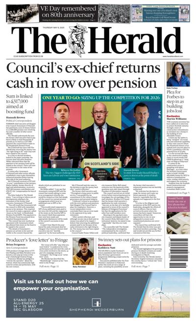 The Herald Newspaper Front Page (UK) for 8 May 2025