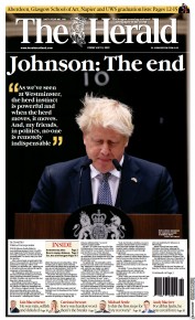 The Herald (UK) Newspaper Front Page for 8 July 2022