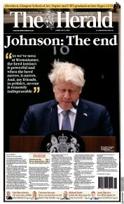 The Herald (UK) Newspaper Front Page for 8 July 2022