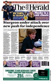 The Herald (UK) Newspaper Front Page for 8 September 2021