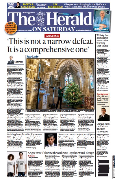 The Herald Newspaper Front Page (UK) for 9 December 2023