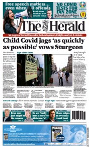 The Herald (UK) Newspaper Front Page for 9 June 2021