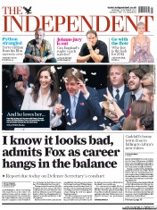 The Independent (UK) Newspaper Front Page for 10 October 2011