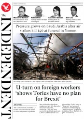 The Independent (UK) Newspaper Front Page for 10 October 2016