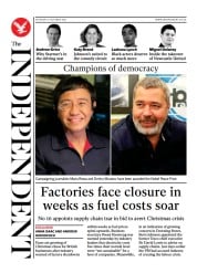 The Independent (UK) Newspaper Front Page for 10 October 2021